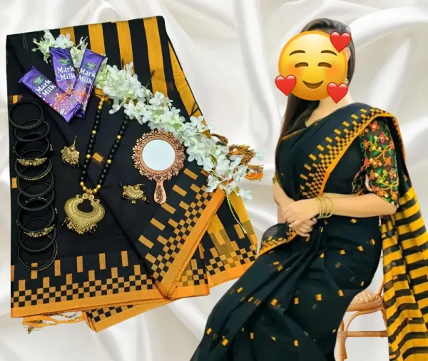 black porimini saree combo
