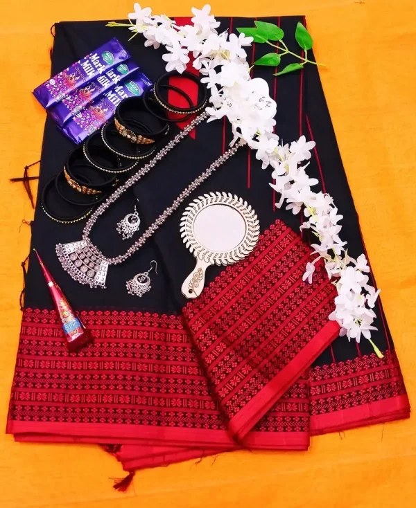 Black saree , tangailer saree . কালো শাড়ির , কম্বো প্যাকেজ - Image 2