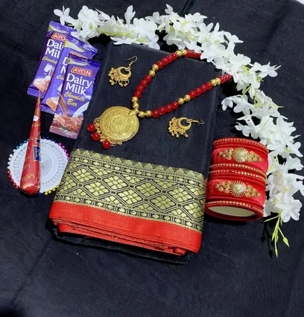 black saree combo