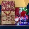 মেরুন কাতান শাড়ি।